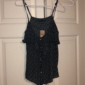 Floral Ruffled Button Up Spaghetti Strap Top